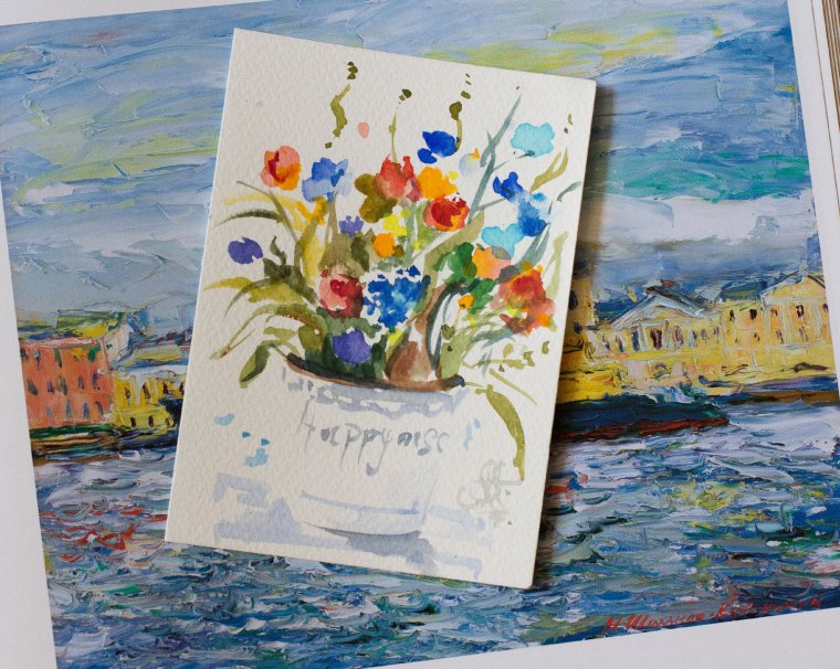 Рисованные открытки ручной работы