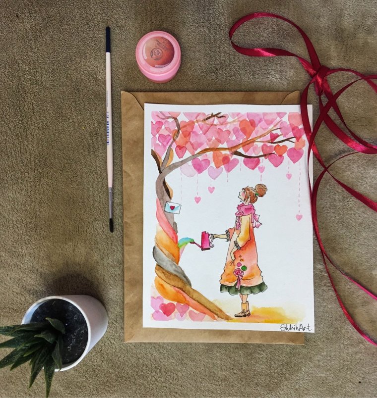 Открытки акварелью