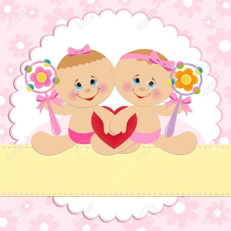 Поздравительная открытка с рождением двойни