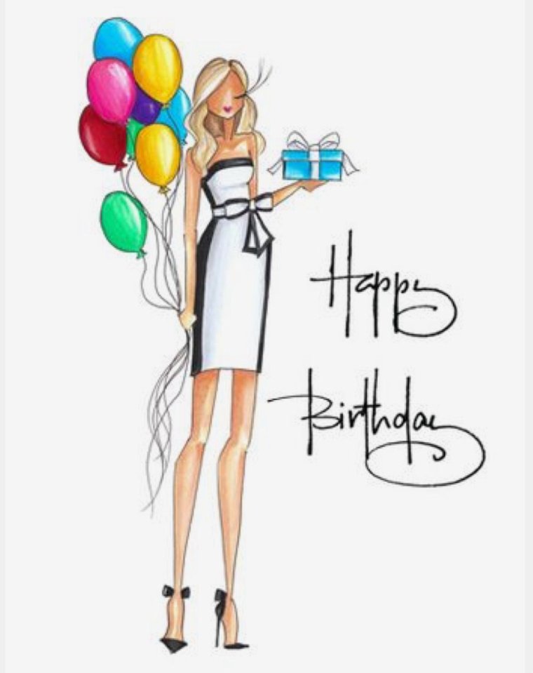 Модные иллюстрации день рождения