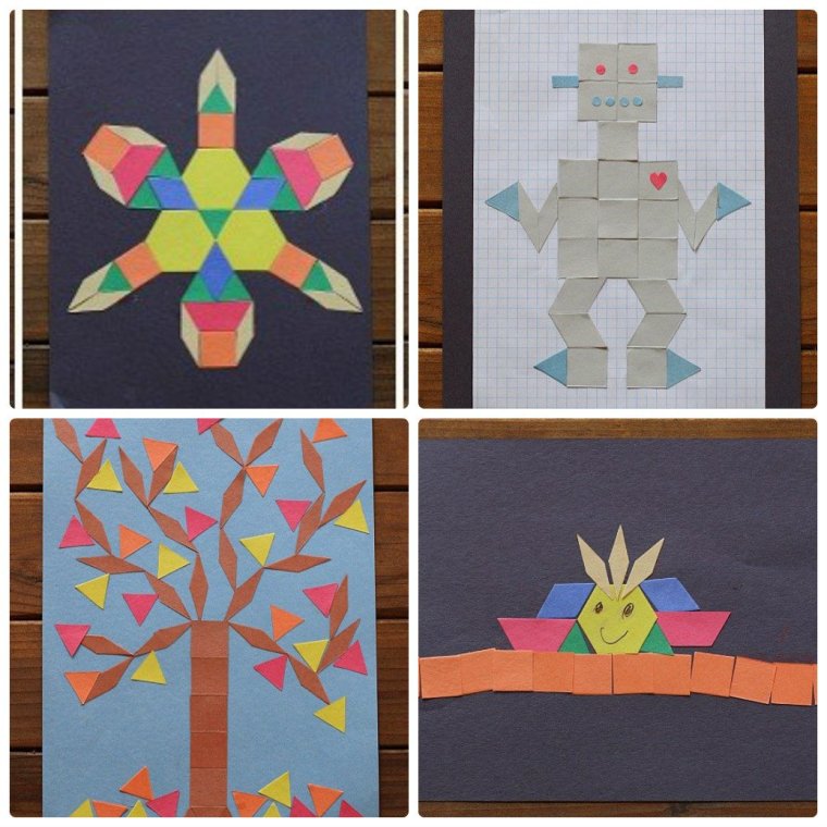 Объемная аппликация из геометрических фигур