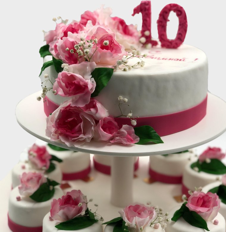 Торт на розовую свадьбу 10 лет
