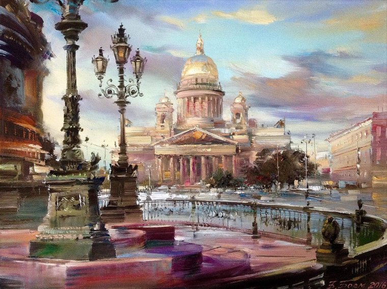 СПБ банковский мостик акварель