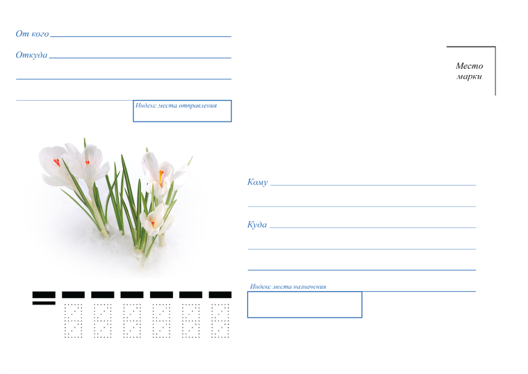Обратная сторона открытки с маркой