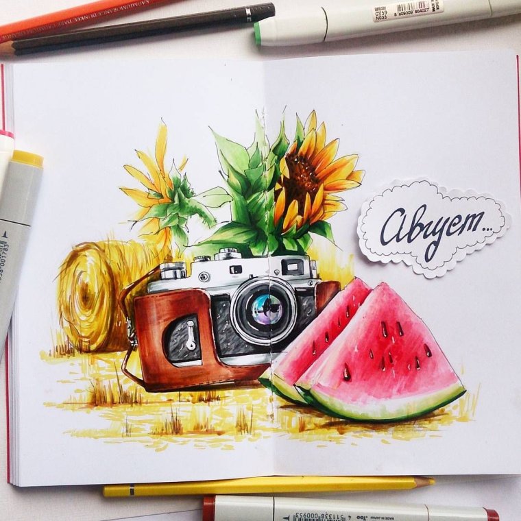 Рисование маркерами для скетчинга