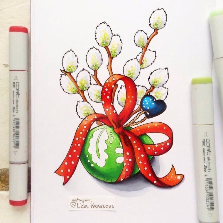 Новогодние скетчи маркерами