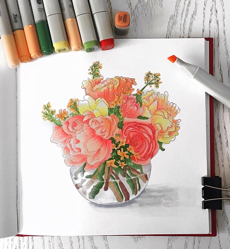 Весенние цветы скетчинг