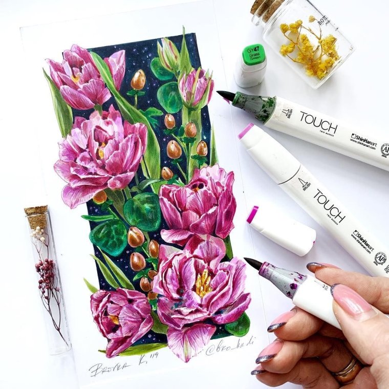 Летние иллюстрации маркерами