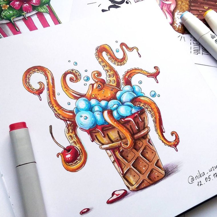 Пасхальный скетч маркерами