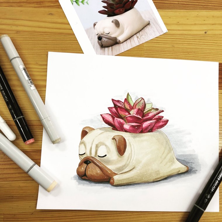 Скетчинг маркерами маки