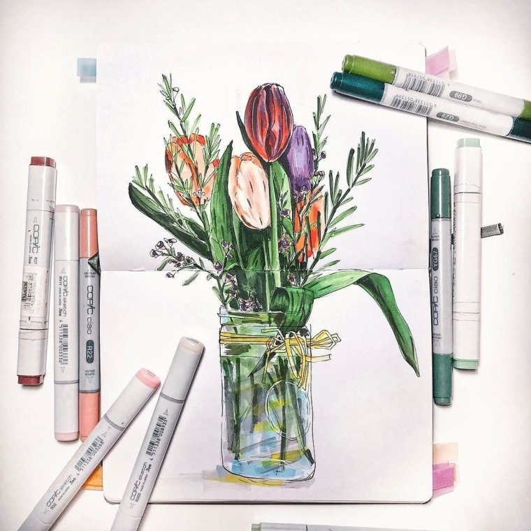 Необычные скетчи маркерами