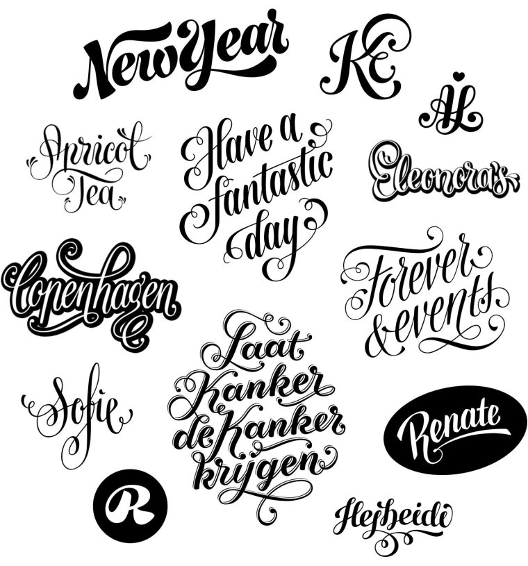 Надписи разными шрифтами