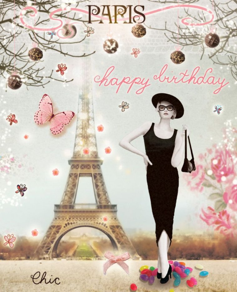 Открытка с др девушке стильное