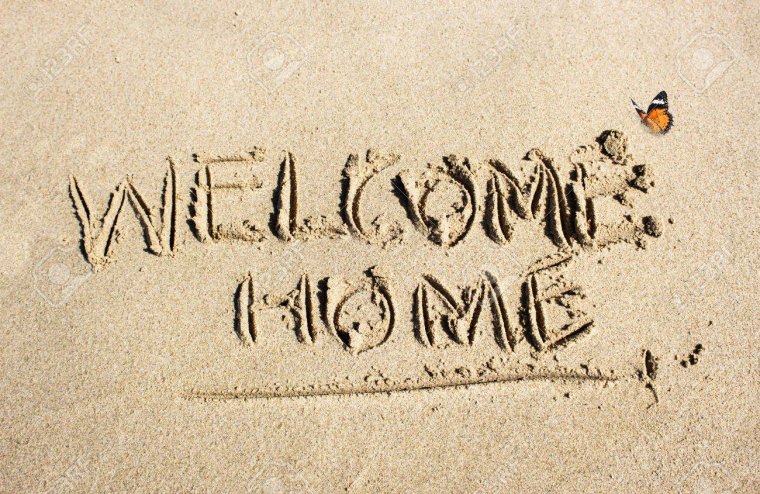 Красивая надпись с возвращением домой