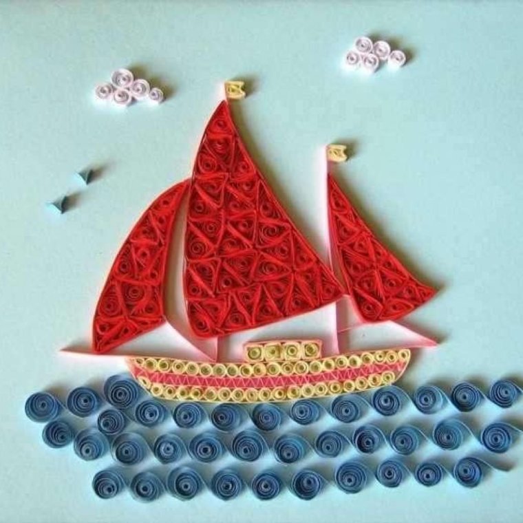 Кораблик в технике киригами