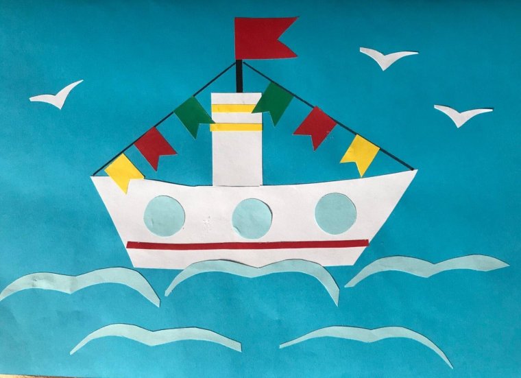 Объемная открытка корабль