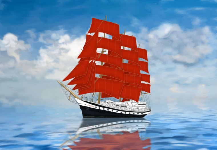 Открытка в виде кораблика