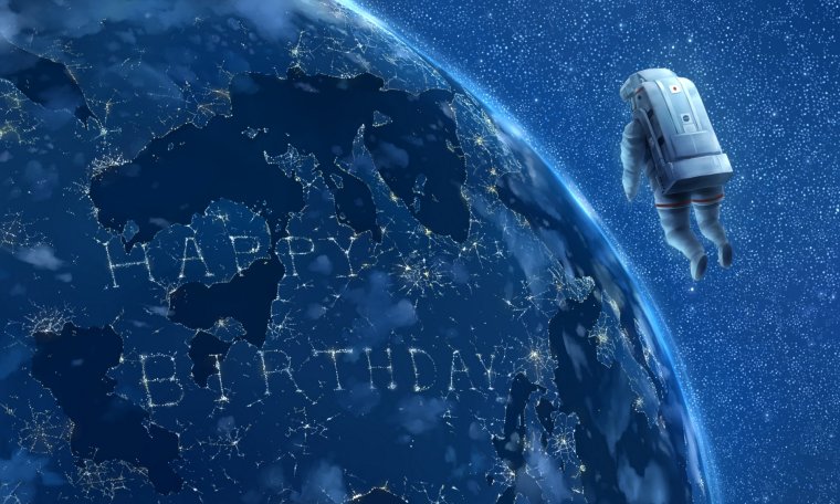 Открытка с днем рождения космос