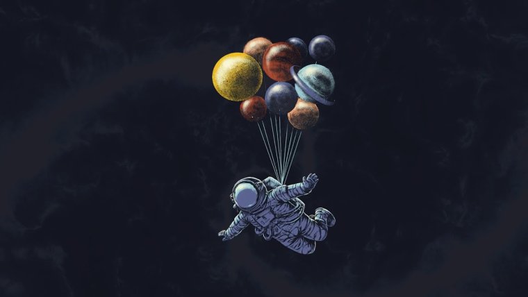 Открытка с космическим принтом