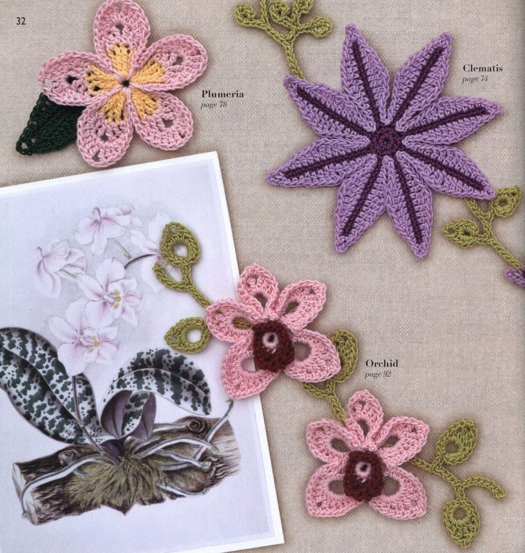 Ажурные мотивы для пледа крючком