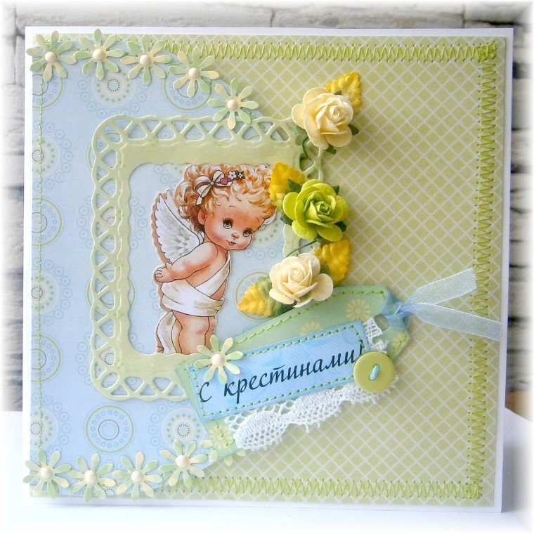 Открытка с таинством крещения девочки