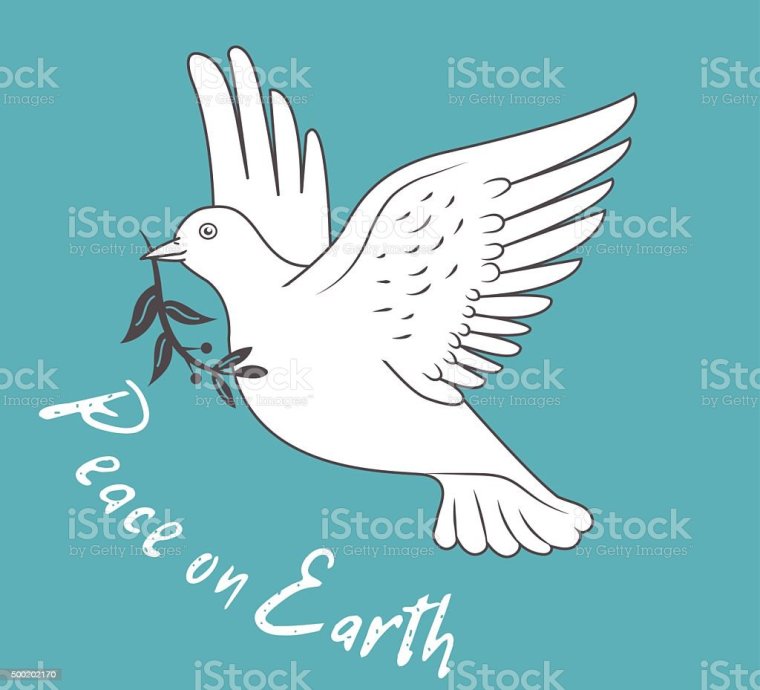 Голубь с флагами в клюве