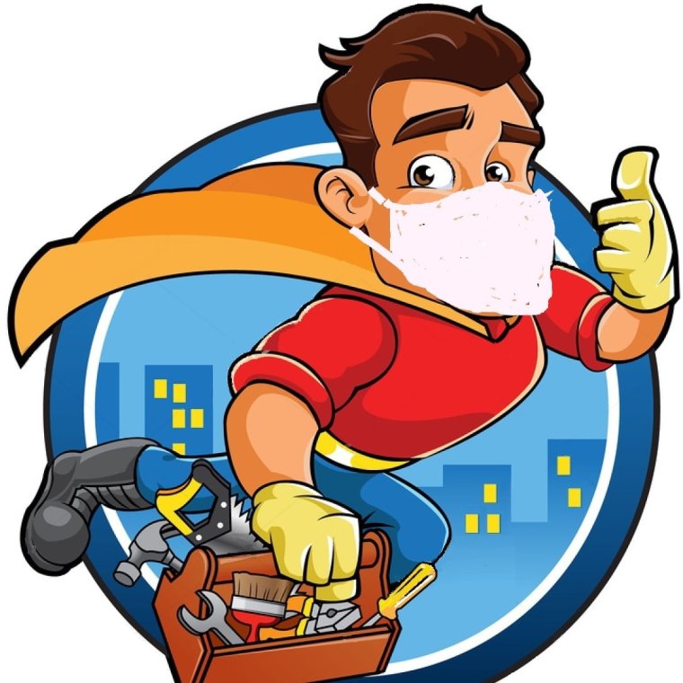 Карикатура строителя с инструментом