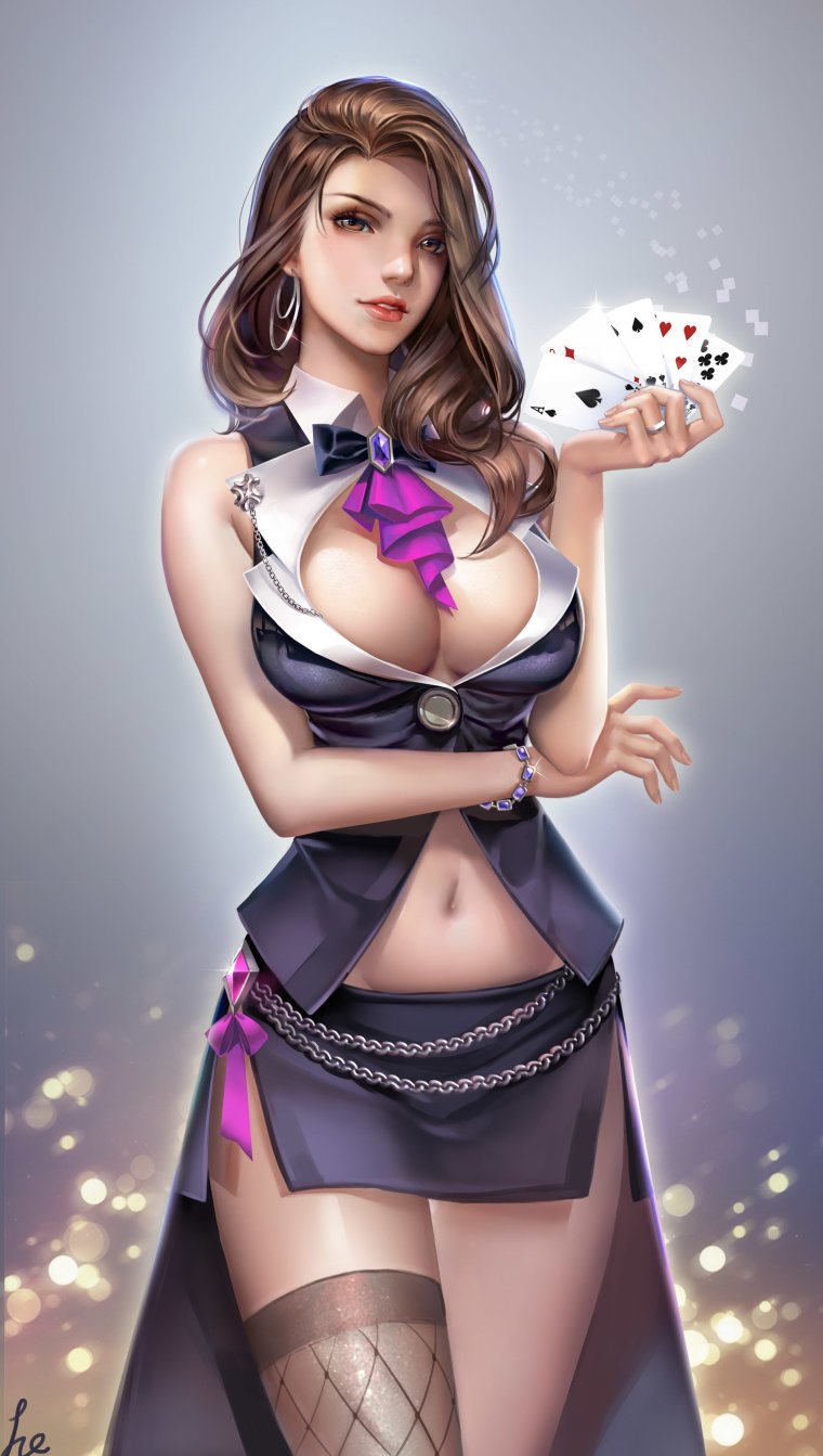 Аниме блондинка в Красном платье