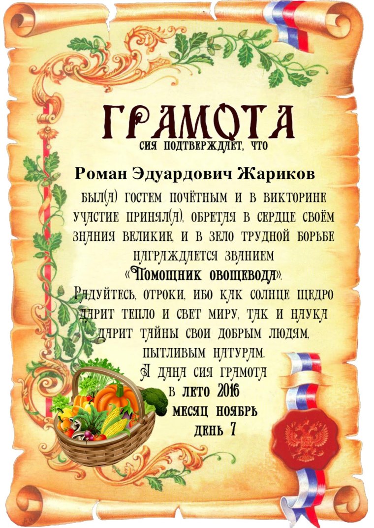 Диплом благодарность