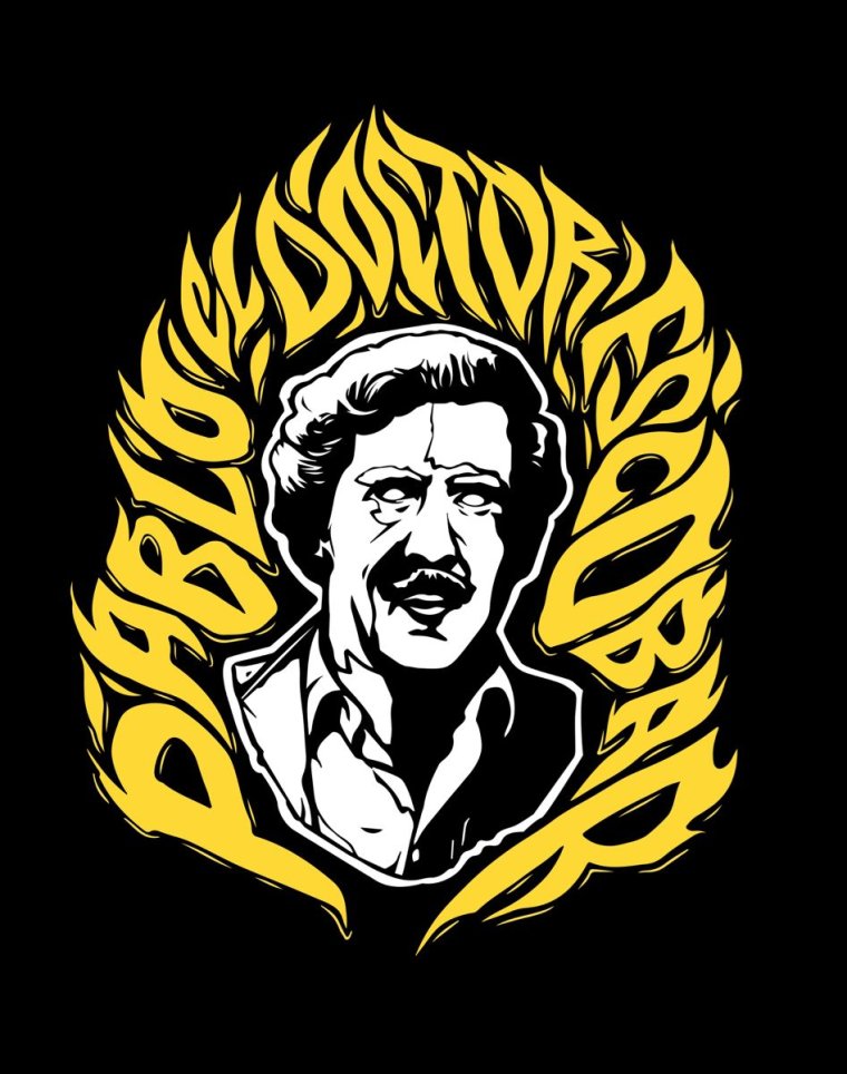 Пабло Эскобар арт с табличкой