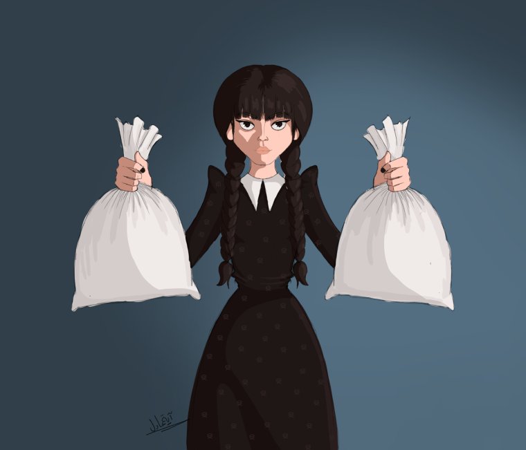 Уэнздей Аддамс тату