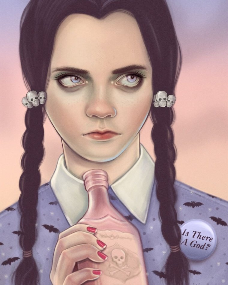 Уэнзди Аддамс тату