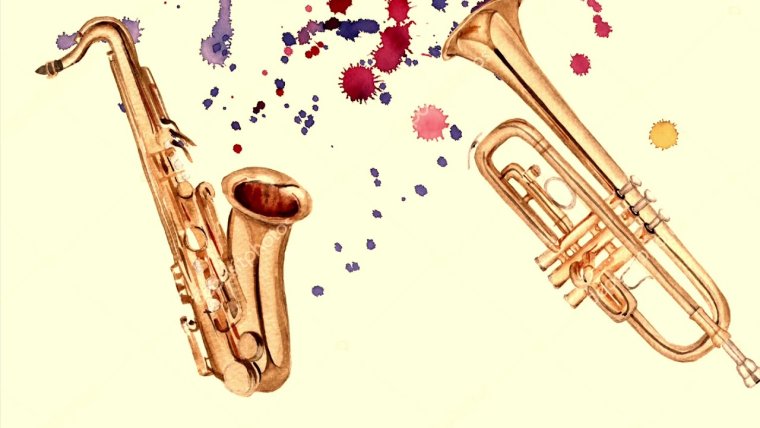 Саксофон на черном фоне