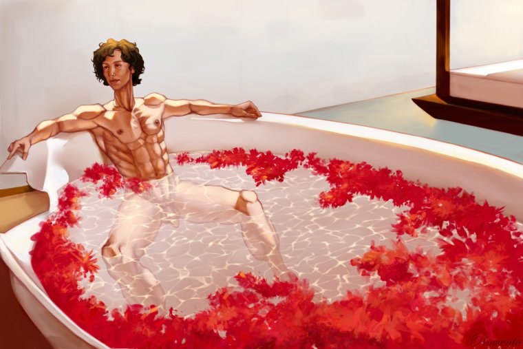 Мужик в ванной арт