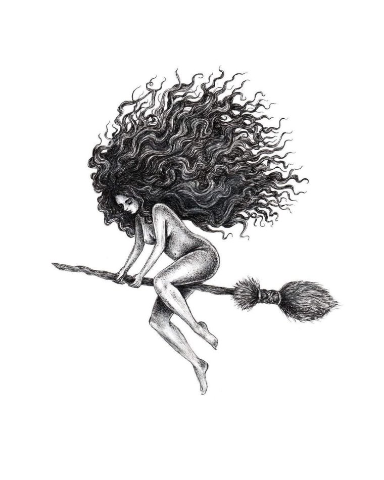 Шарж ведьма на метле