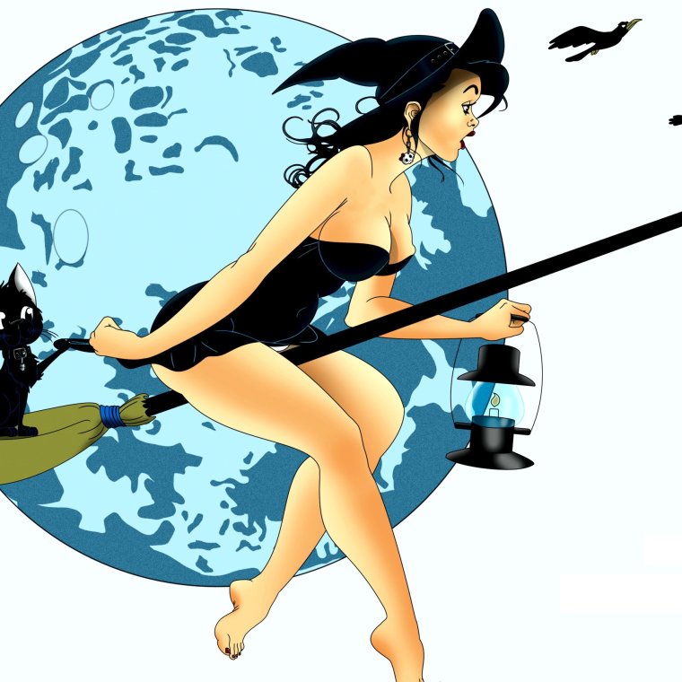 Ведьма на метле фон