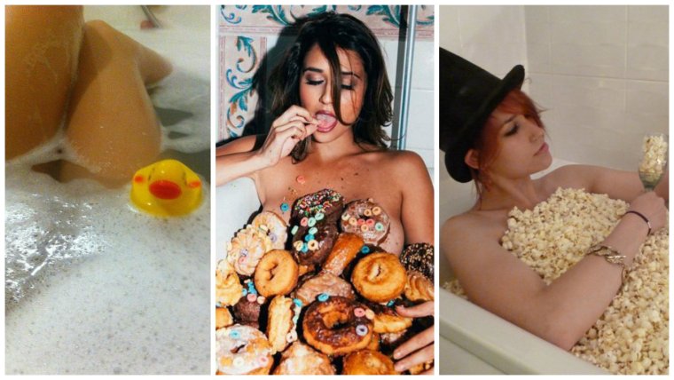 Девушка в ванной с уточкой