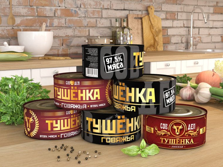 Упаковка мясных консервов