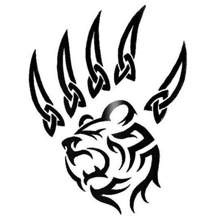 Лапа медведя трафарет