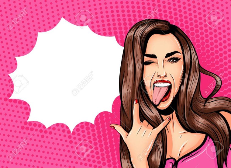 Поп арт девушка с языком