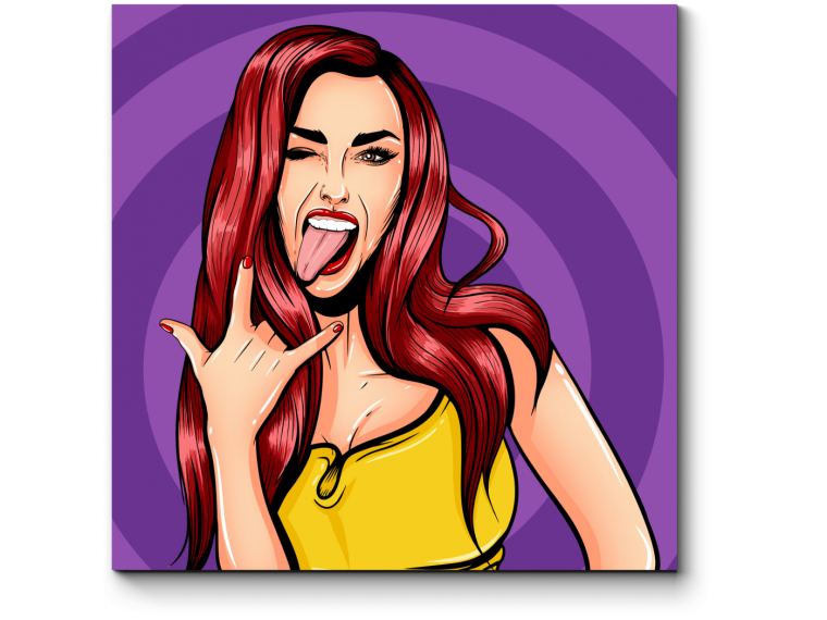 Поп арт девушка с языком