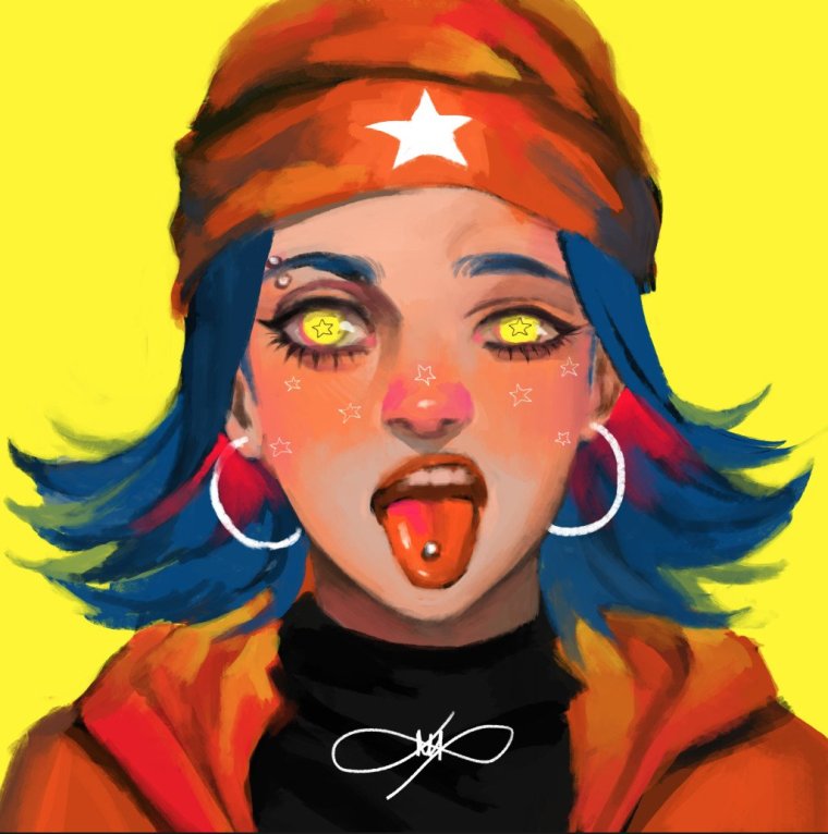 Девушка с высунутым языком арт