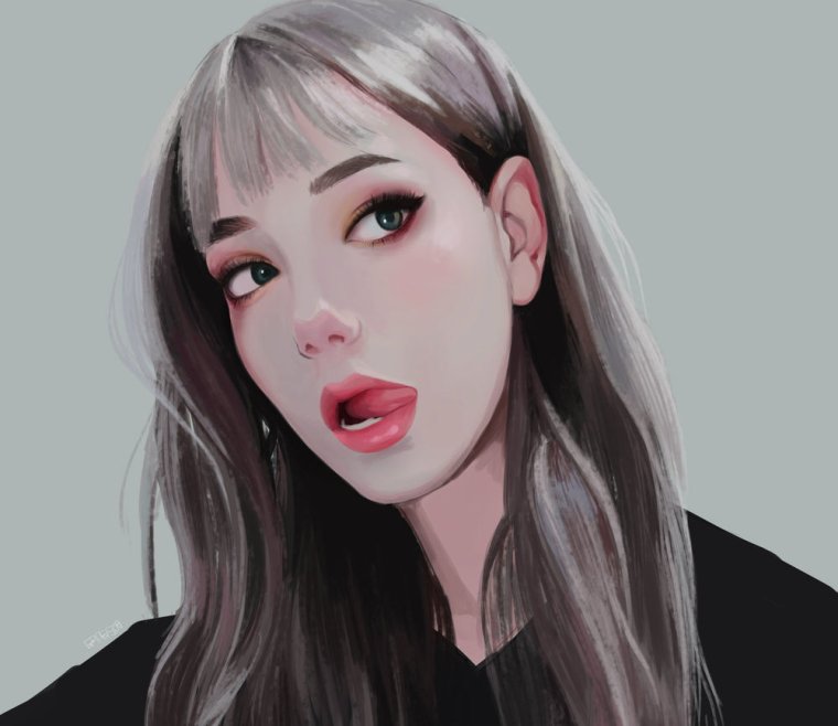 Девушка показывает язык арт