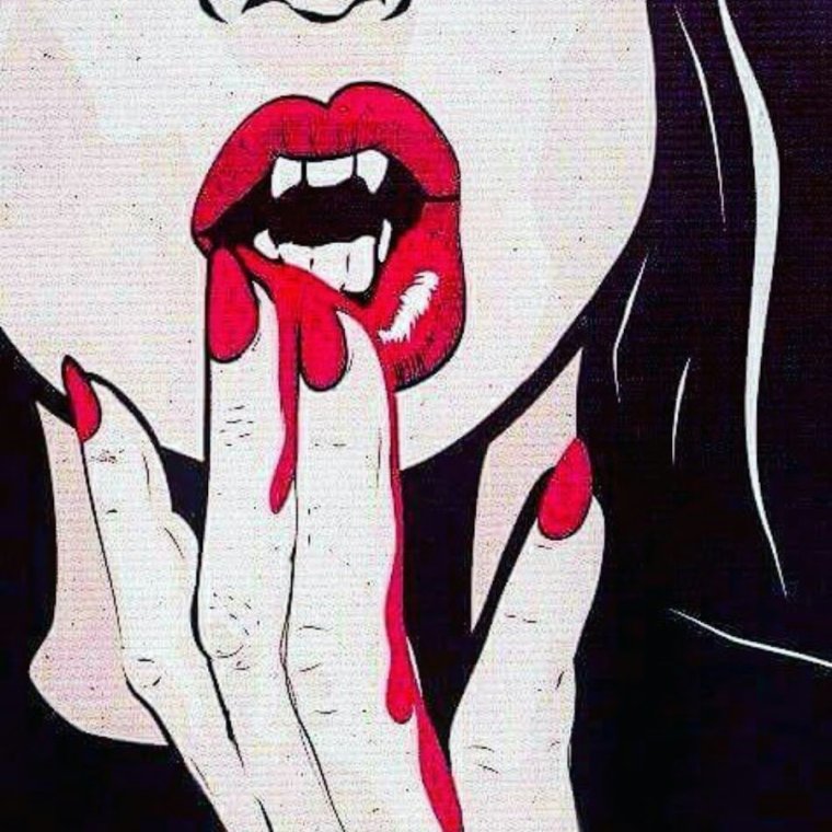 Девушка с факом нарисованная