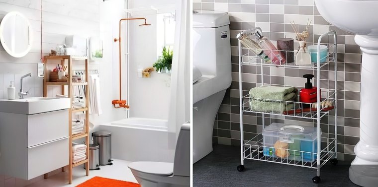 Душевая с полочками в стене