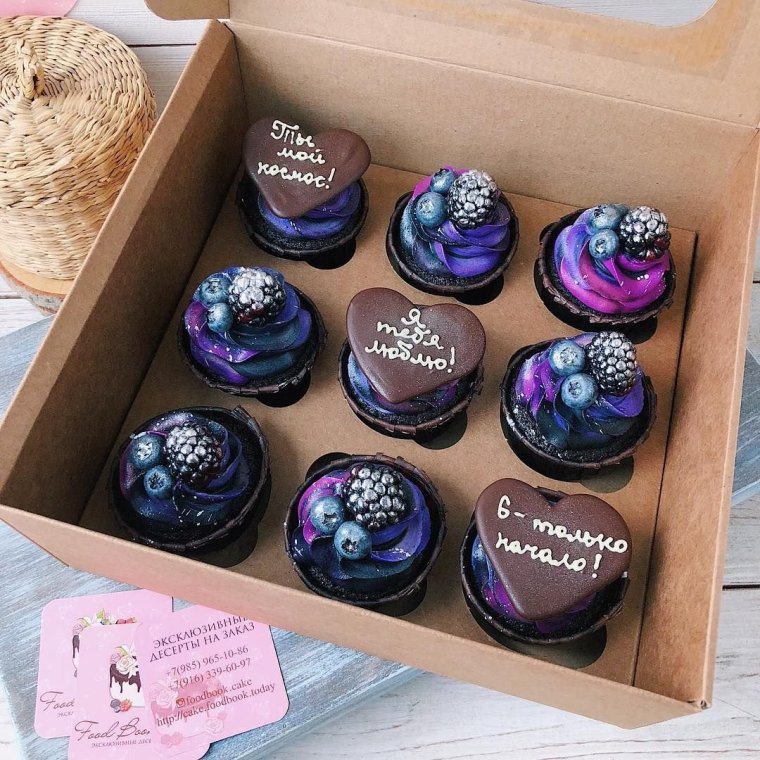 Капкейки для мужчины фиолетовые