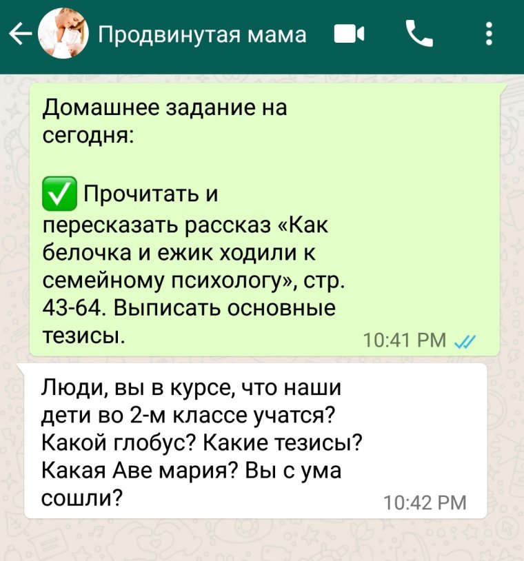 И создал дьявол родительские чаты