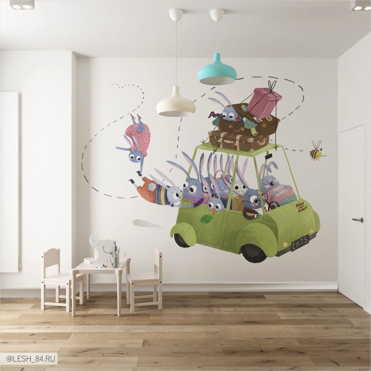Стильная детская с росписью стен