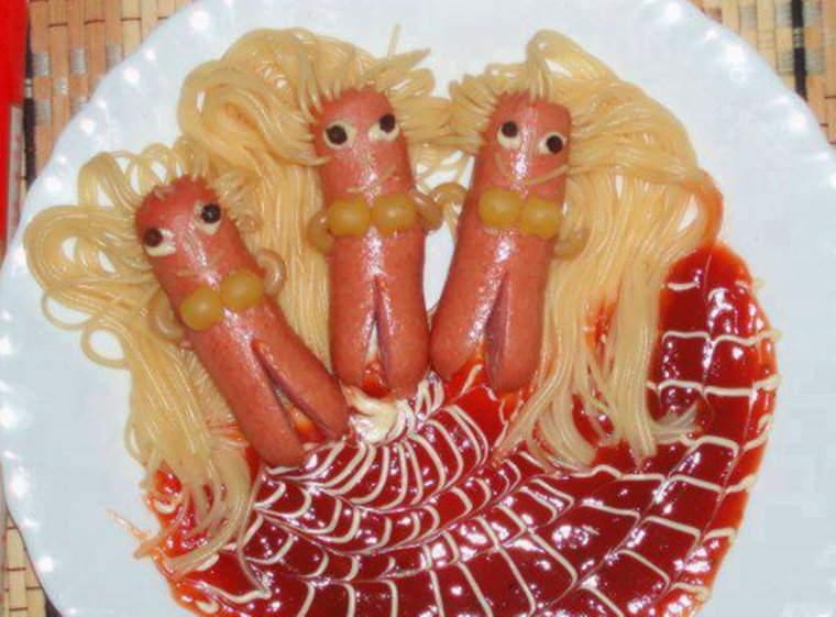 Прикольные блюда из сосисок