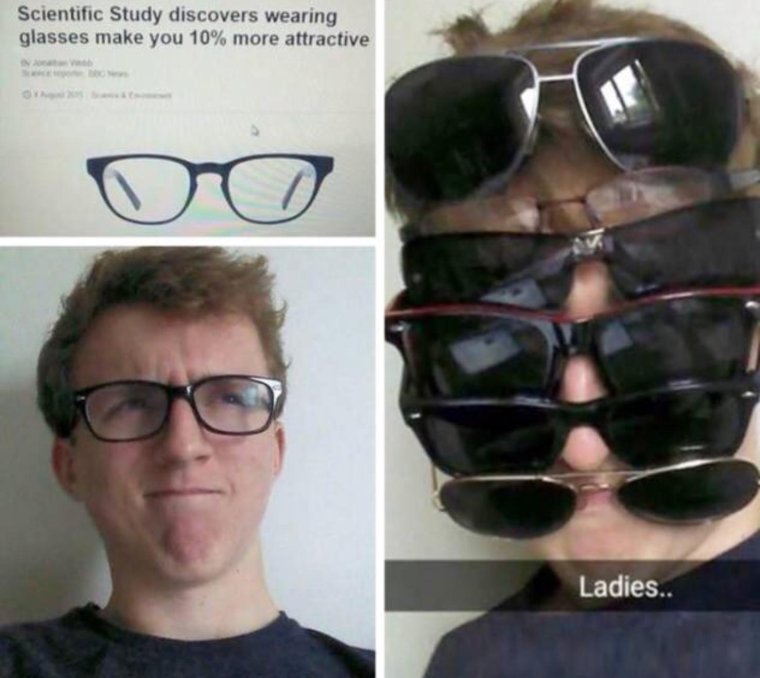 Очки смешно на человеке